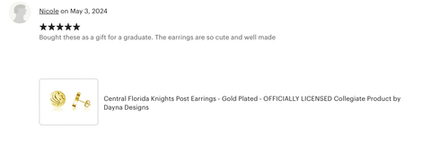 Central Florida Knights Post Earrings - Gold over Silver