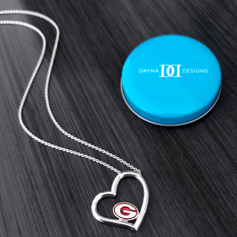 University of Georgia Heart Necklace - Enamel