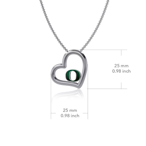 University of Oregon Heart Necklace - Enamel