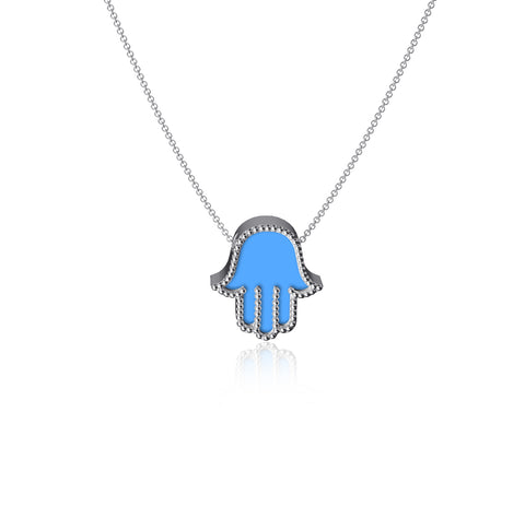 Hamsa Pendant Necklace - Enamel